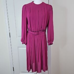 Elegant Magenta Long Sleeve Dress Vintage